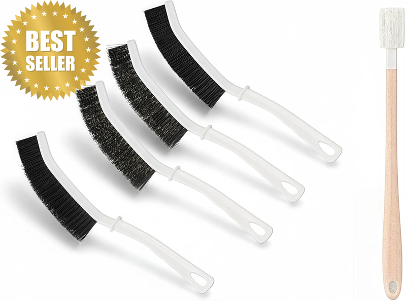 4 Pack Gap Cleaning Brushes with Long Handle & Disposable Toilet Brush with 50 R