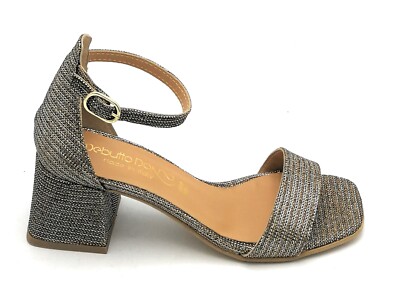 Debutto Donna B3000 Sandal Lurex Bronze Strap Ankle Heel Quadro 2in T