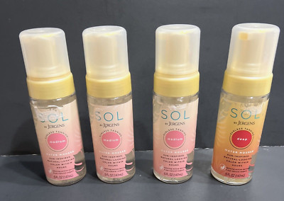 LOT of 4 SOL BY JERGENS SUNLESS TANNING WATER MOUSSE MEDIUM  DEEP  SELF TANNER