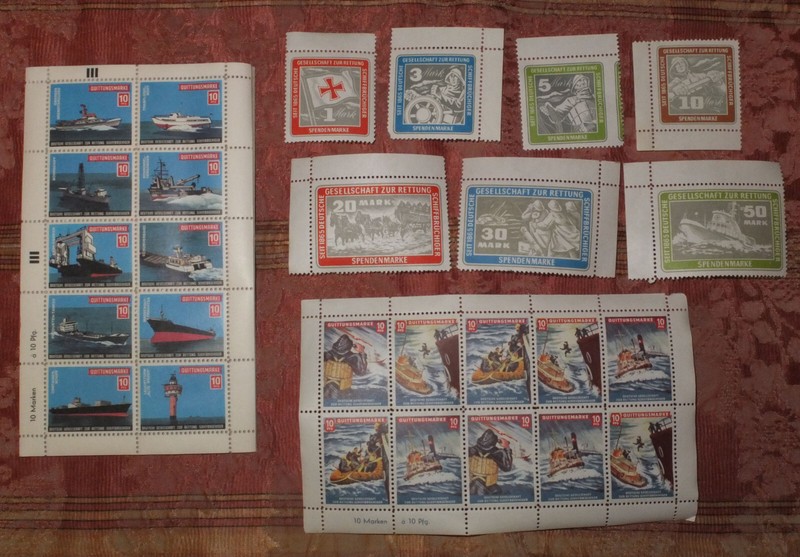 Dgzrs, SchiffbrÃ¼Chiger, Spendenmarken, Quittungsmarken, 10 X 10er Block, 117 St.