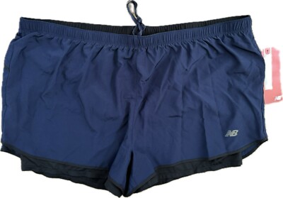 NEW BALANCE WOMEN'S NAVY 2 IN 1 WVN RUNNING SHORT SZ 2XL, WS71852-PGM