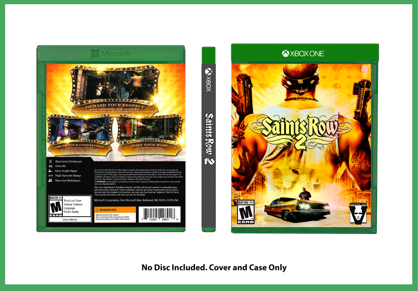 Custom Replacement Case Saints Row 3 Remastered NO DISC XBOX 