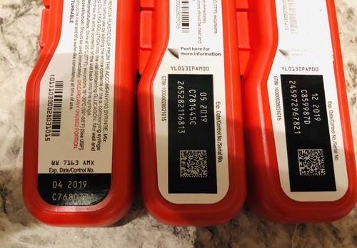 3 Glucagon Emergency Kits  for Low Blood Sugar 1mg Lilly