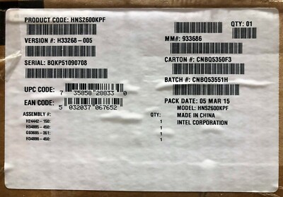 Intel HNS2600KPF Rack, Socket R3, 145 W Compute Module NEW BROWN BOX