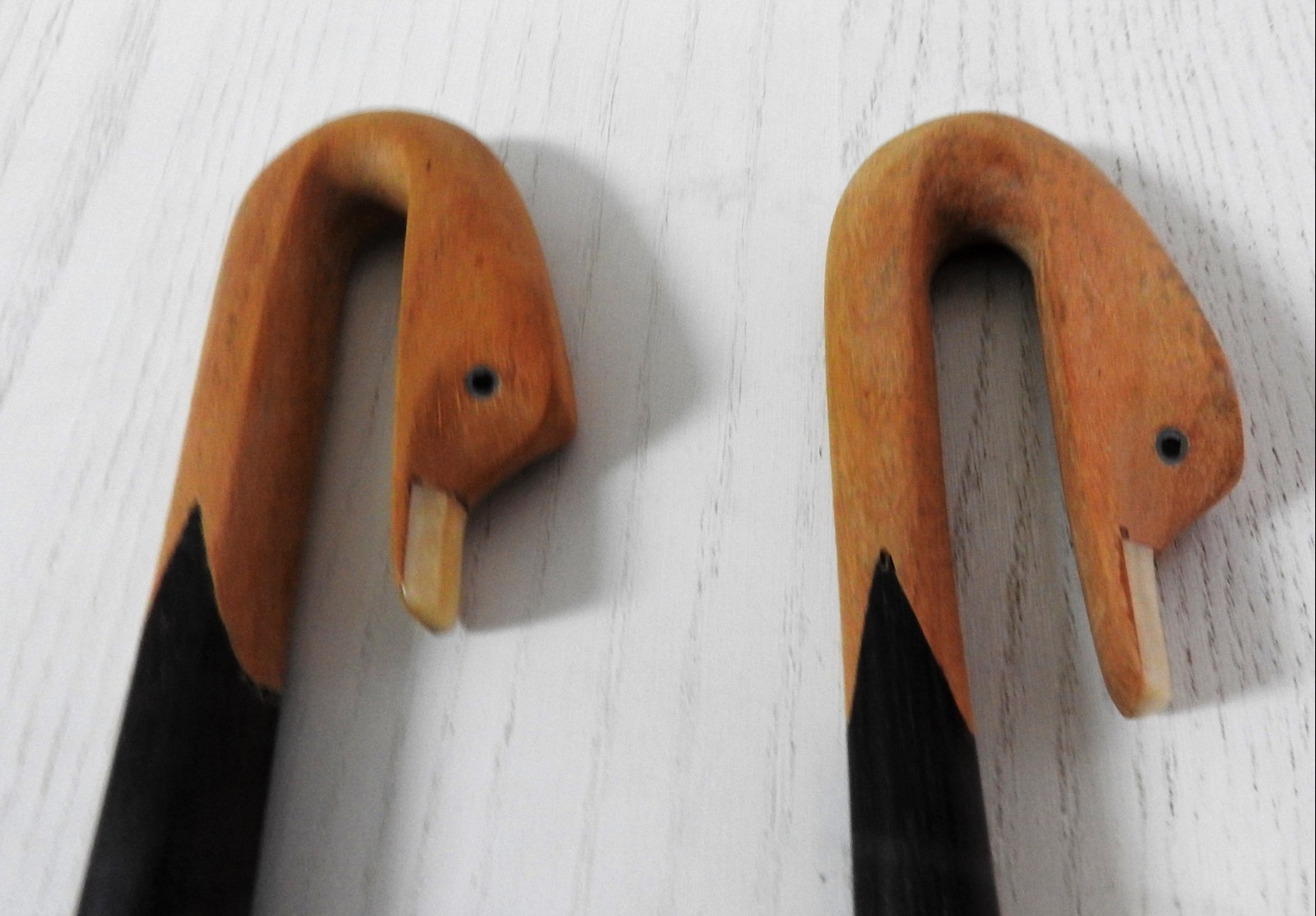 Vintage Duck Handle Walnut Salad Servers  12