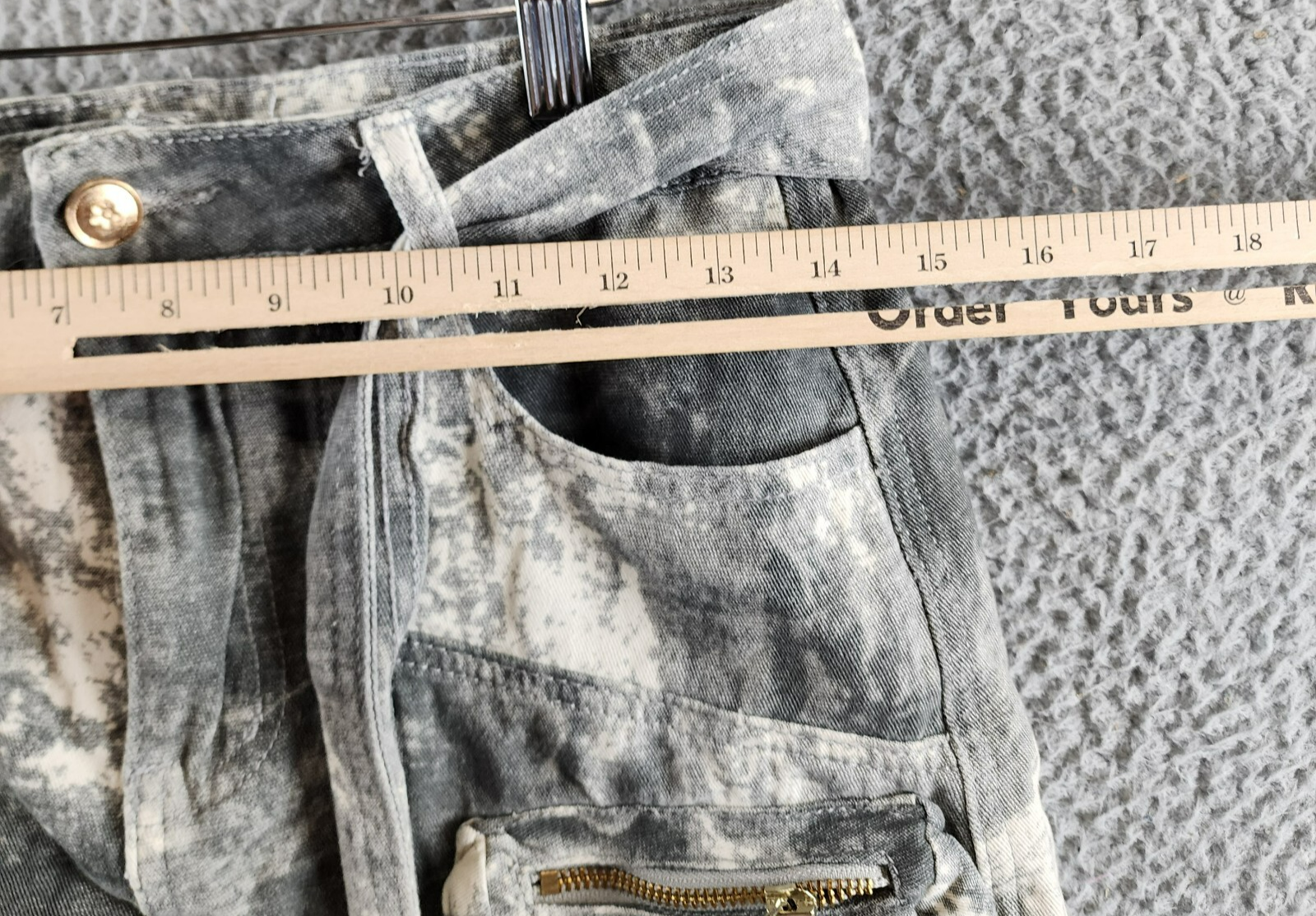 Madonna & Co. Cargo Denim Mini Skirt Women's L Gray Acid Wash Button Zip Closure - Picture 6 of 13