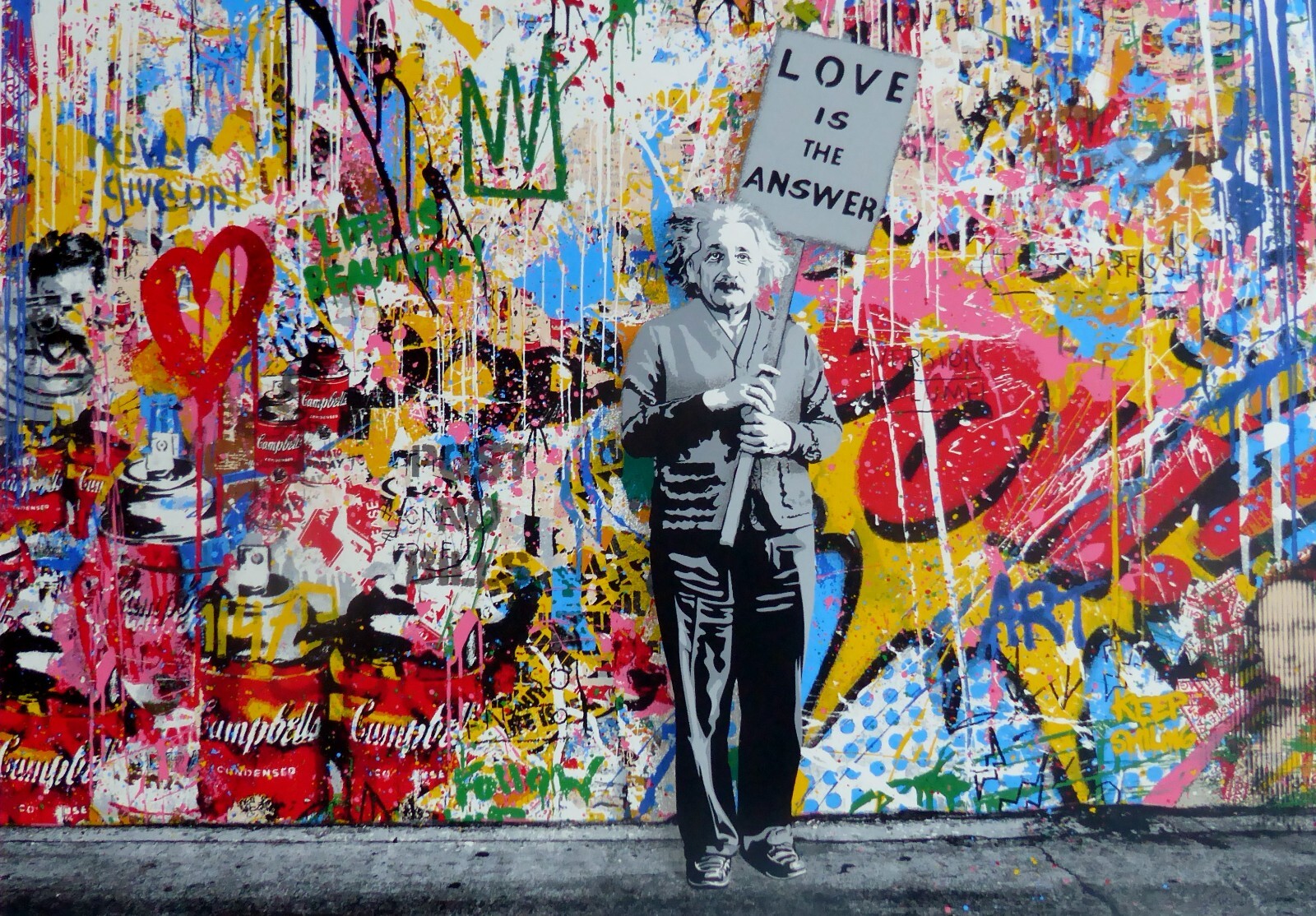 Mr. Brainwash M=bw2 Collage - 2024 HAND Signed Einstein Love