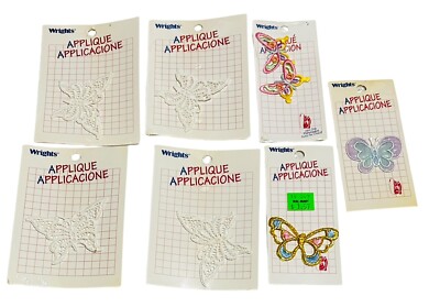 Vintage butterfly Iron On Patch Lot Of 7  Wrights Applique Applicacione New NOS