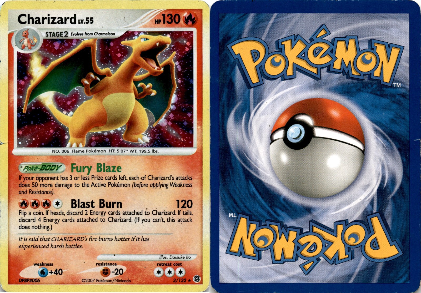 2007 Pokemon, Secret Wonders, #3/132 Charizard LV.55, Holo 2007 Pokemon, Secret Wonders, #3/132 Charizard LV.55, Holo