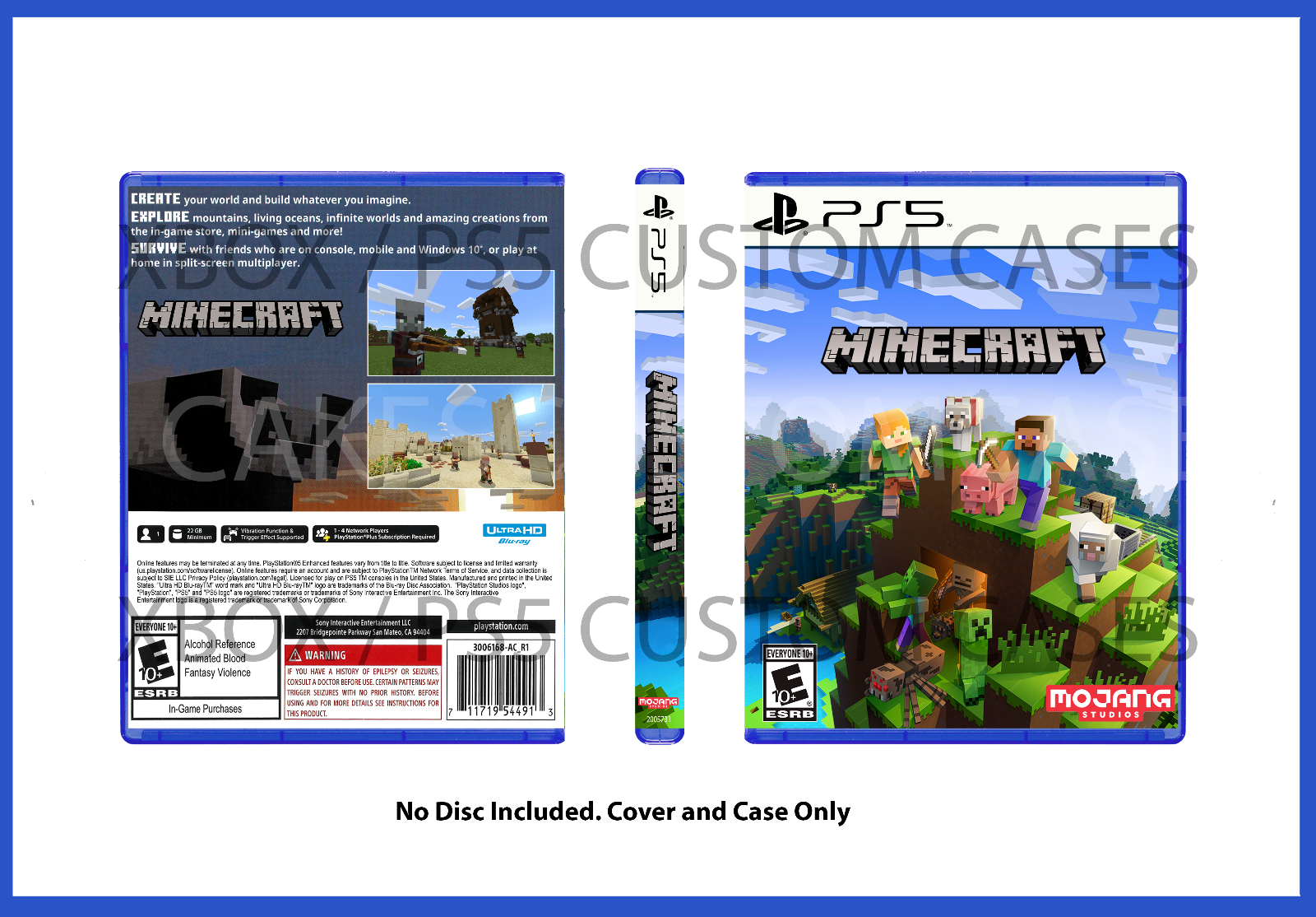 CUSTM REPLACEMENT CASE NO DISC Minecraft PS5 NO DISC SEE 