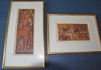 VTG 50's Framed Signed Print Artist John Ihle-Lot of 2-''Two Faced Turtle''+ Camel