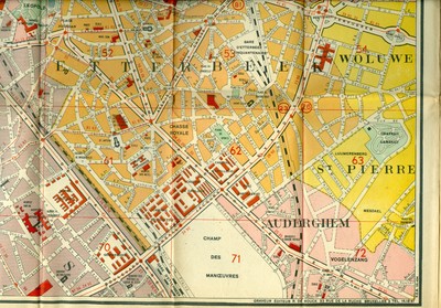 Early 1900's Brussels, Belgium Map, De Rouck 33x22