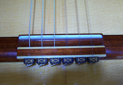 Rosette Diamond Secure Classical Guitar String Ties- New Gold Inlay Bridge Beads