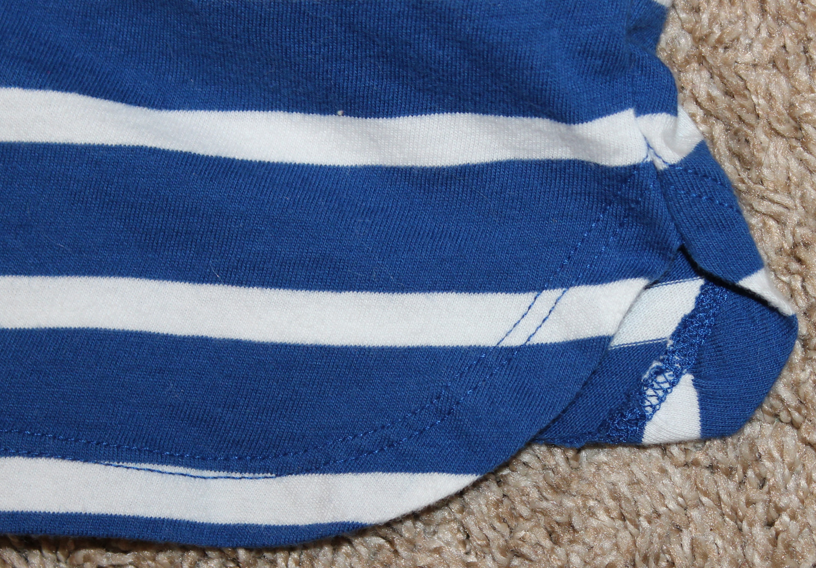 ADORABLE OLD NAVY BLUE WHITE STRIPE SOFT ELASTIC STRETCH ROMPER JUMPSUIT S 6/7