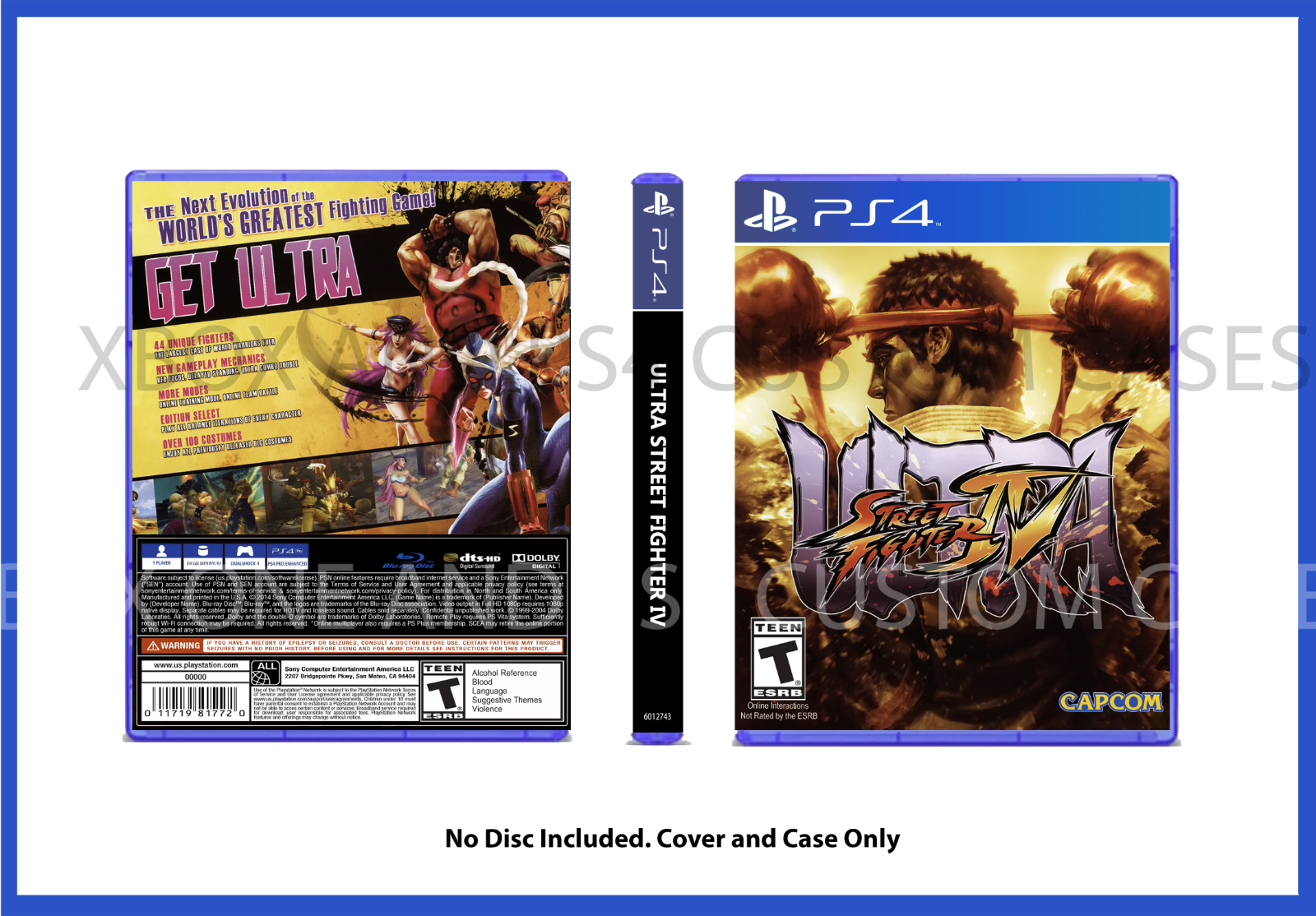 CUSTOM REPLACEMENT CASE NO DISC Street Fighter 4 Ultra PS4