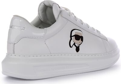 Pre-owned Karl Lagerfeld Kapri Mid Cut Low Mens Sneaker White Mono Us 6 - 13