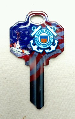 QTY: 1 OFFICIAL Coast Guard House Key Blank, SCHLAGE SC1 Kaba Ilco Team Keys NEW