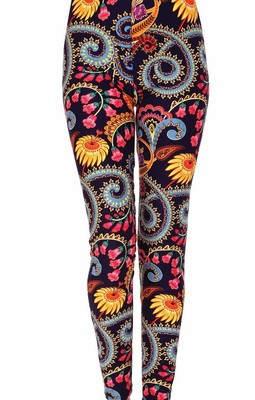 Vibrant Floral Print Kids Super Soft Brushed Leggings