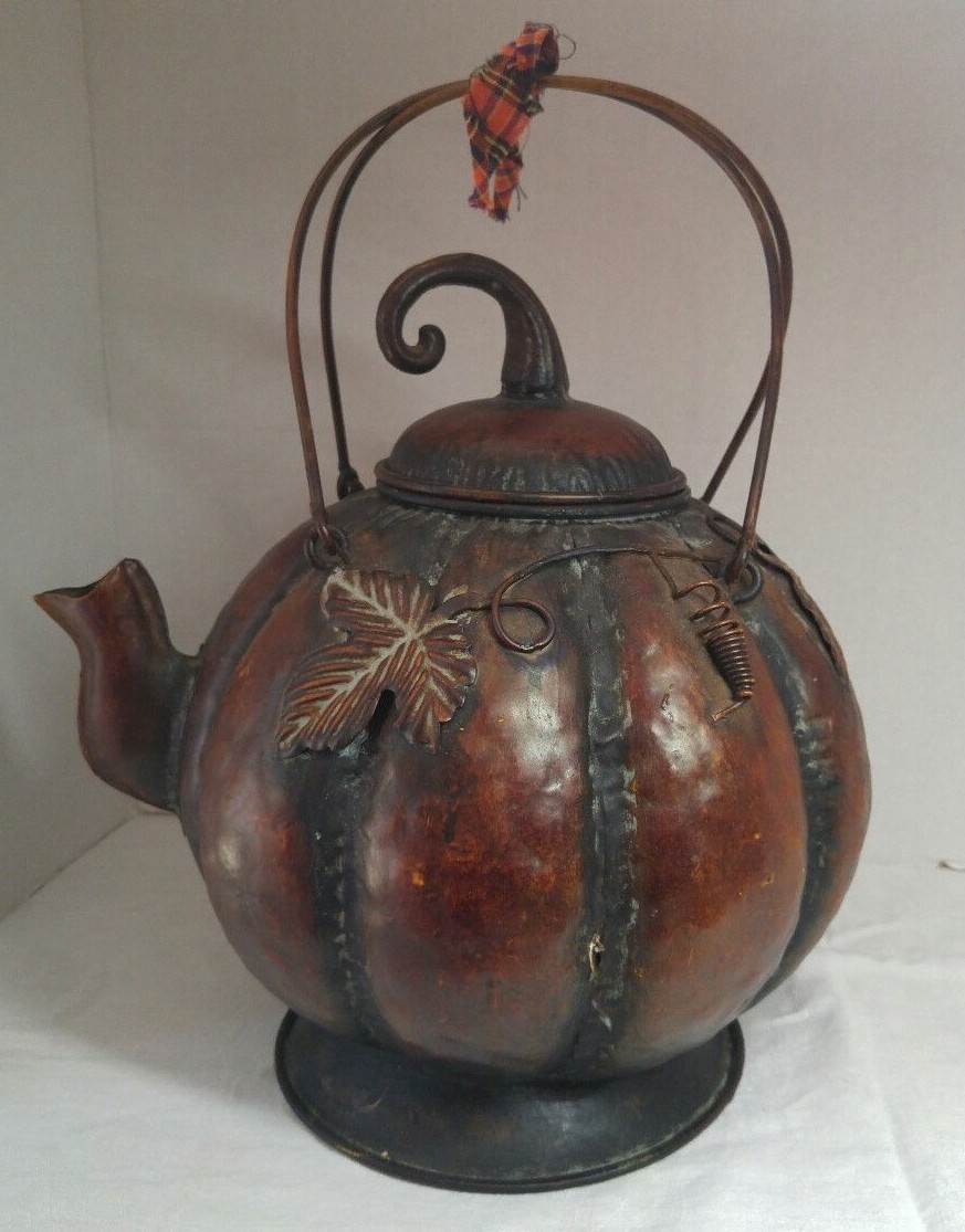 Fall decor metal Pumpkin Teapot Large 12