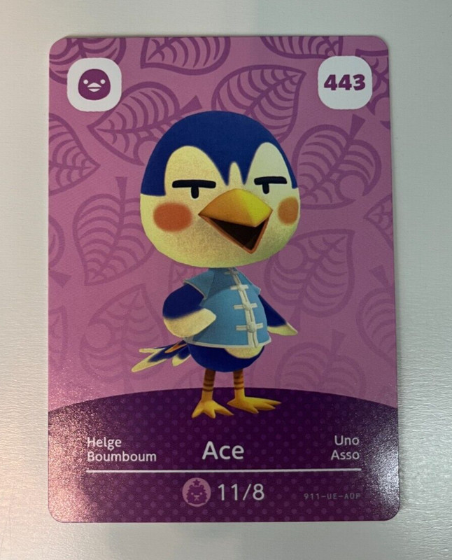 Cartes Amiibo Animal Crossing [SÃ©Rie 5] 443 Ace [Officiel] Jamais ScannÃ©