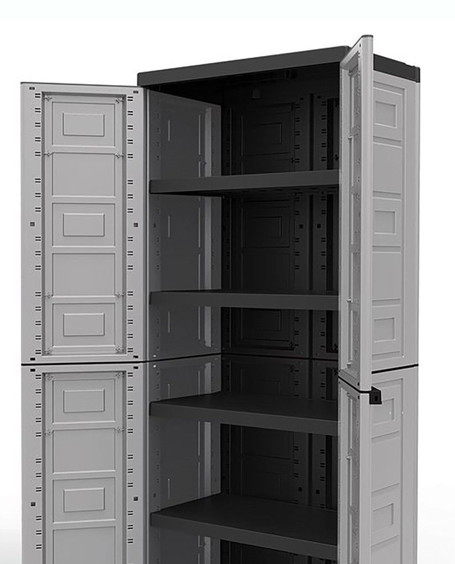 Outdoor Storage Cabinet Plastic Garage Unit Locker 4 Adjustable Shelves Lockable