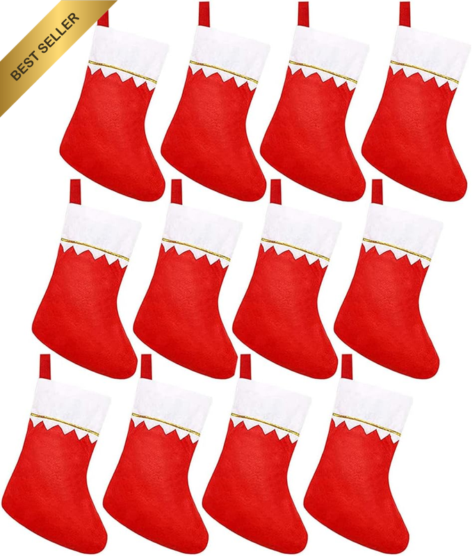 12 Pack 15" Red Felt Christmas Stockings Rustic Santa Party Home Decor