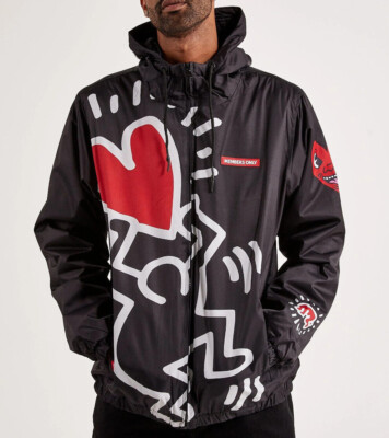 NWT Members Only Keith Haring Heart Hooded Jacket
