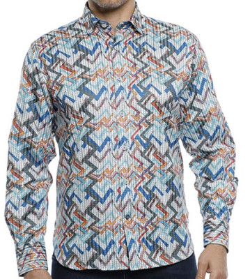 Visconti Black 4177 Multi Color Medium Long Sleeve Sport Shirt [S]