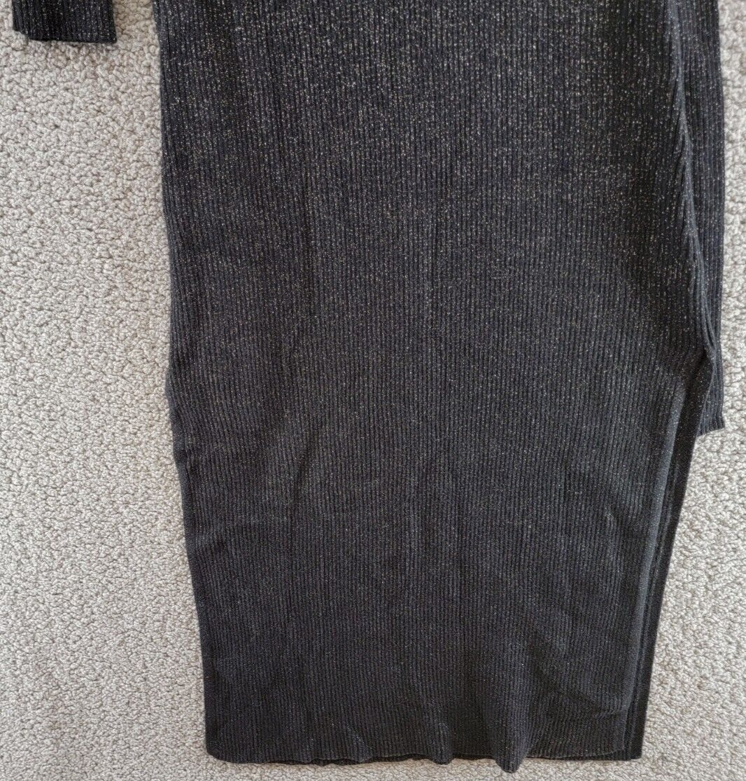 Splendid Koda Ribbed Metallic Sweater Dress Women's M Black Silk Blend Pullover~ - Picture 4 of 16