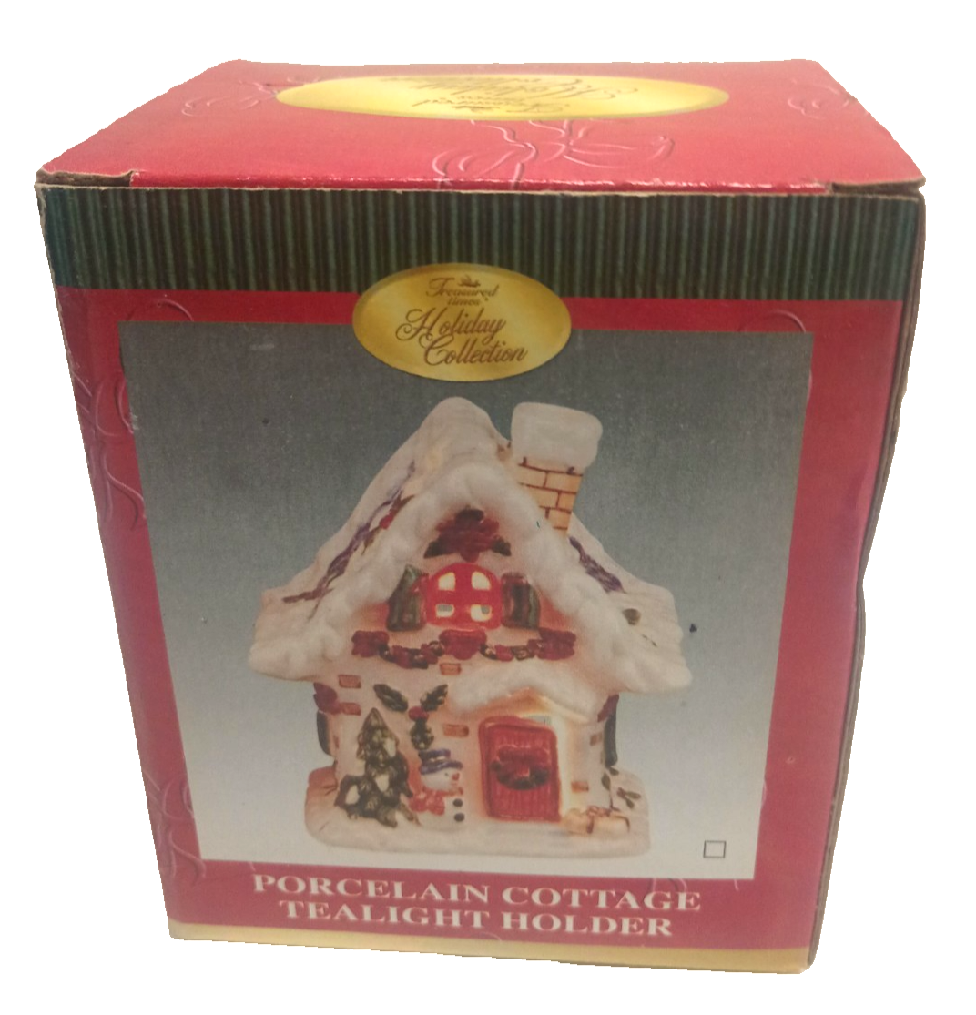 Treasured Times Holiday Collection Porcelain Cottage  House Te...