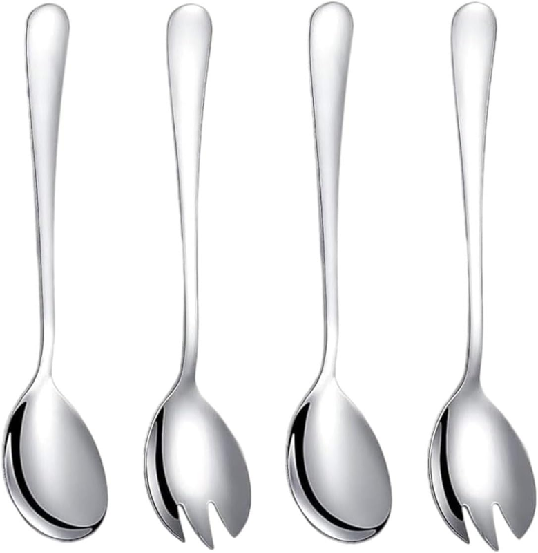 4-Piece Stainless Steel Serving Set - 2 Spoons 2 Forks Salad Pasta | 20Cm & 20.6