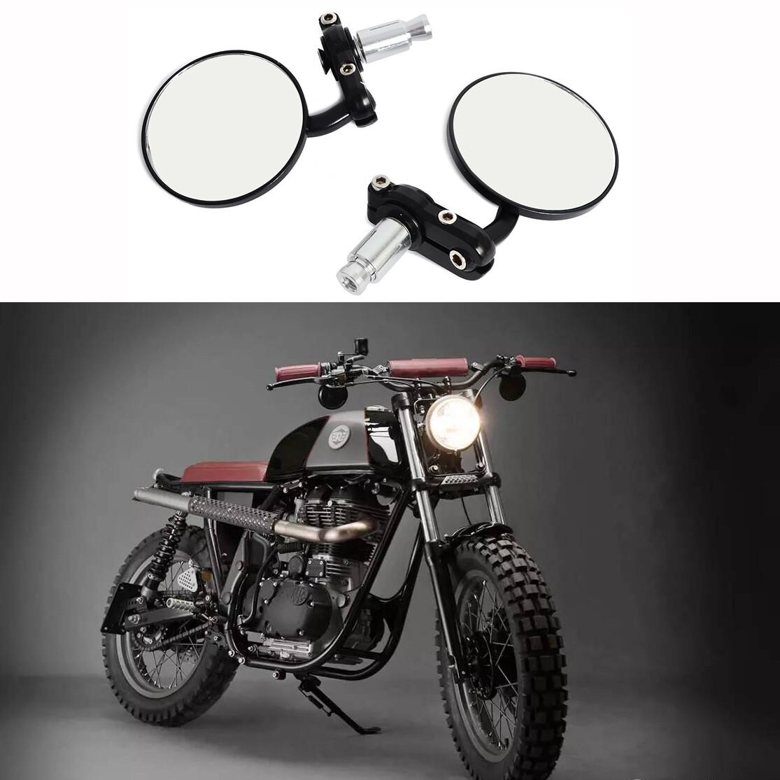 Auto Parts & Accessories Motors Black 3" Handle Bar End Mirrors Mirror