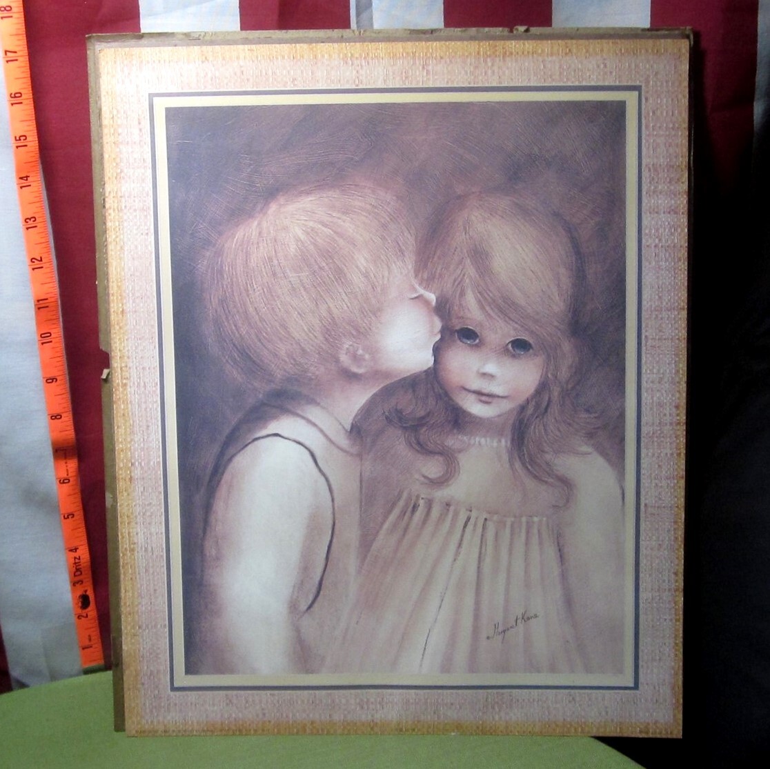 Margaret Keane 70s ヴィンテージ　ポスター 額付「ALONE」 RARE Signed By Walter Keane Lithograph By Margaret KEANE