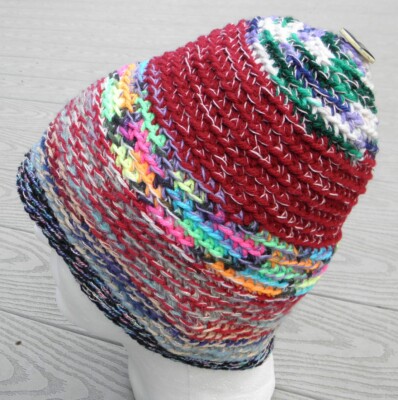 Whimsical Colorful Cone Shape  Medium Crocheted Beanie - Handmade by Michaela