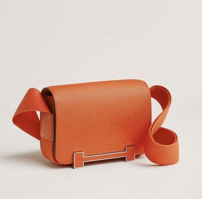 Hermes Geta Orange Mysore Goatskin Palladium Hardware BNIB New With Tags