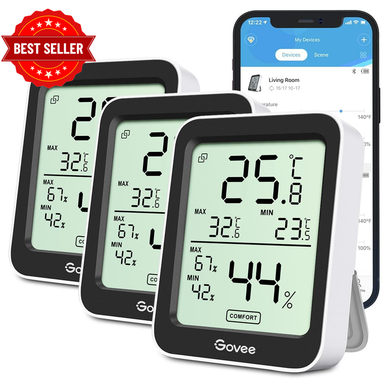 Digital Thermometer Hygrometer H5075 Bluetooth Humidity Meter 3 Pack