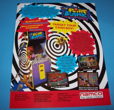 Point Blank Arcade FLYER Original 1994 NOS Video Game Promo Art Vintage Retro