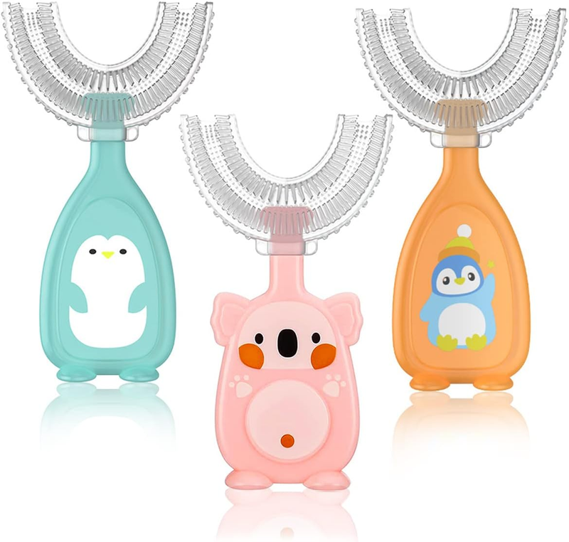 3 Pack Kids U Shaped Toothbrush, Food Grade Soft Kids Toothbrushes 6-12