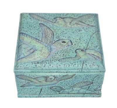 Hand Painted Keepsake Trinket Box Sea Turtles Jewelry Ocean Beach Honu Hawaii