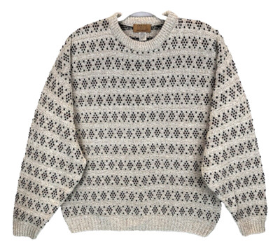 Lord & Taylor Vintage Sweater Men L Beige Casual Classics Crew Neck Made USA