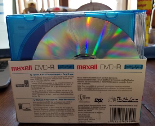 Maxell Color DVD+R 4.7GB 16X Speed 120 Min Slim Case Color 10 Pack