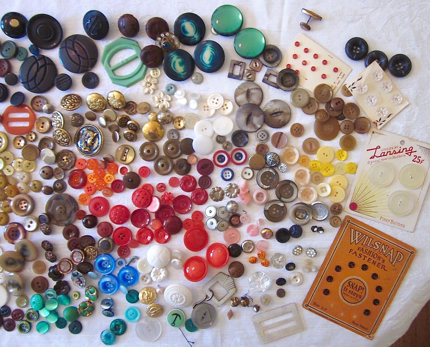 Buttons Antique Vintage Celluloid Glass Rhinestone MOP Metal and More 1.6 lbs