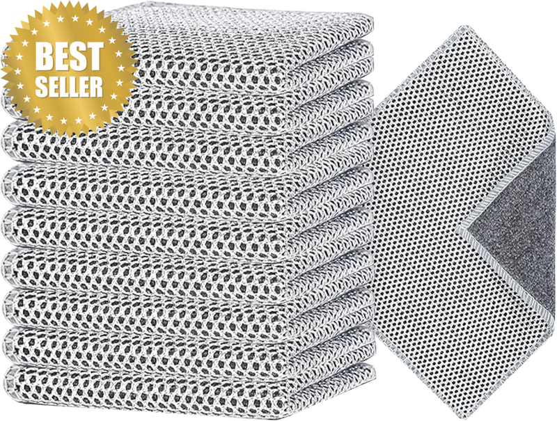 Dish Cloth 10Pcs Multipurpose Double Layer Non-Scratch Steel Wire Cleaning Scrub