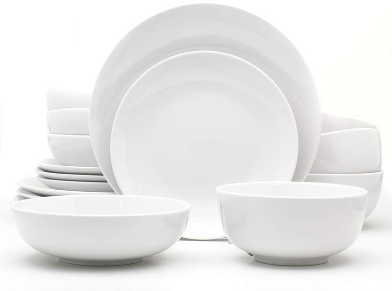 Euro Ceramica Essential Collection Porcelain Dinnerware and Serveware, 16 Piece