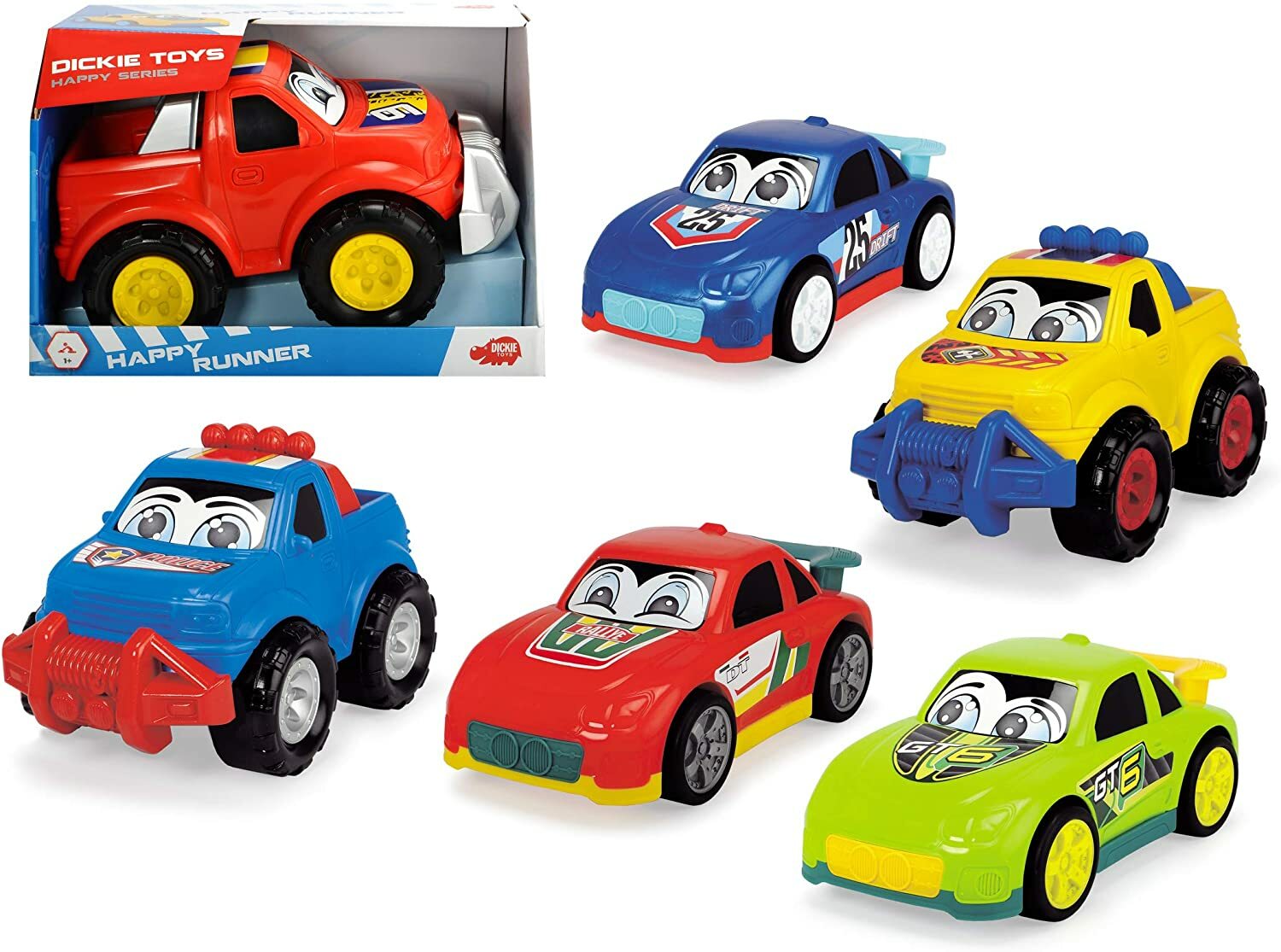 Dickie Toys Happy Runner, Spielautos für Kinder ab 1 Jahr, Off Roader, PKW und S