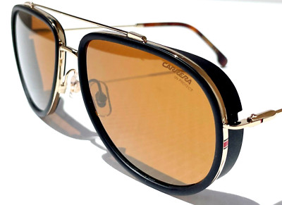 NEW CARRERA Gold Round Black Frame Brown Gold Mirror Lens Sunglass 166/S J5GK1