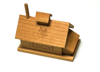 Handcrafted Wooden Vintage Vermont Maple Sugar Miniature Cabin/House 1980s