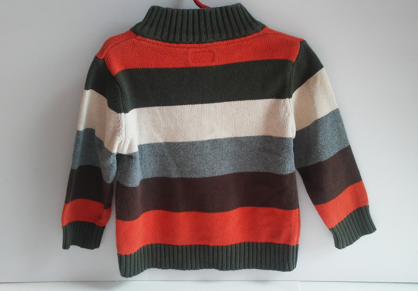 Boys Osh Kosh B'gosh Striped Knit Pullover Sweater Size 2T Green Orange Cream