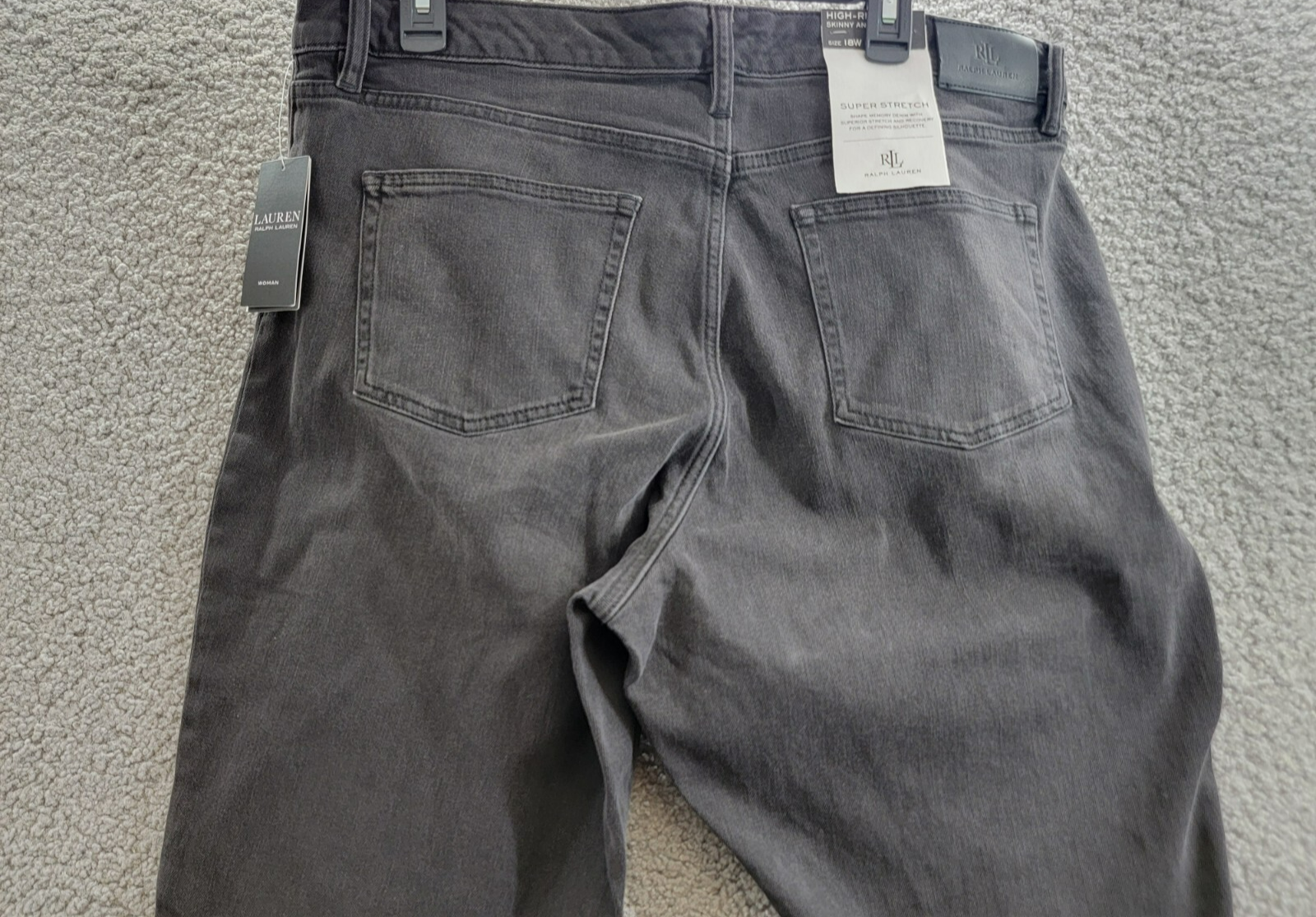 Lauren Ralph Lauren Plus-Size High-Rise Skinny Ankle Jeans Women's 18W Black - Picture 13 of 18