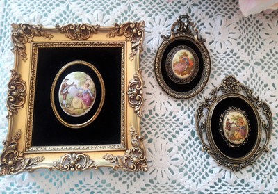Vintage Limoges Porcelain Cameo signed Fragonard Victorian Frame B&S Creations